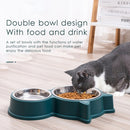 Pet Cat Ears Stainless Steel Double Bowl(Yellow)