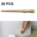 20 PCS Round Head Long Handle Paintbrush Bristle Wood Handle Brush, Diameter: 25mm