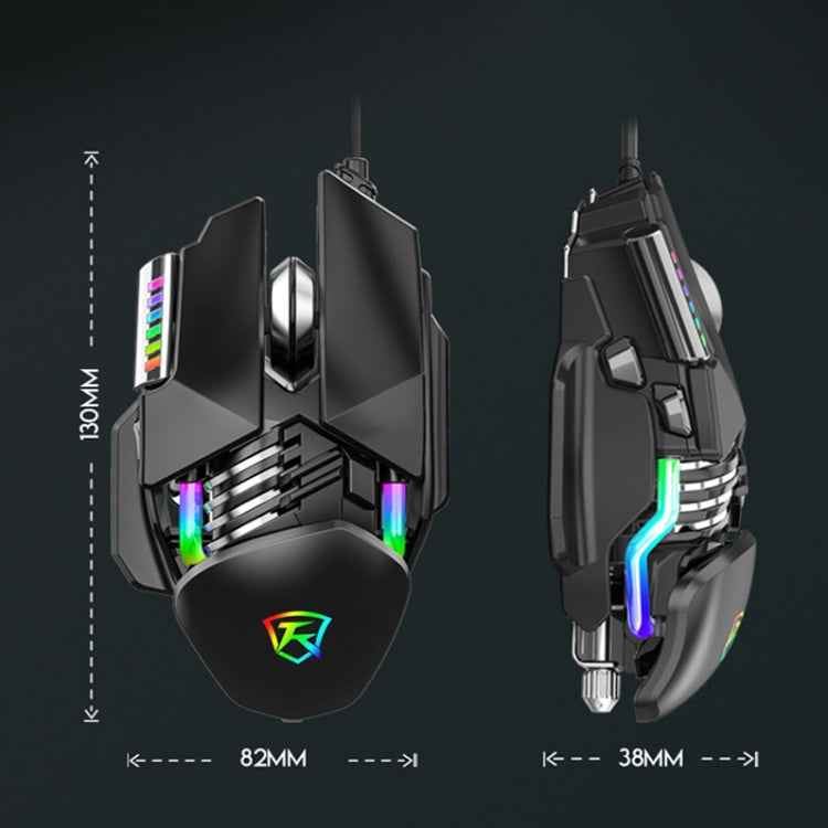Taijia P3 6 Keys RGB Lighting Adjustable Wired Mouse(Black)