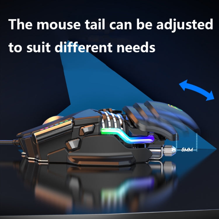 Taijia P3 6 Keys RGB Lighting Adjustable Wired Mouse(Black)