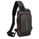 Men Multifunctional Waterproof Password Anti-theft Chest Bag(Gray Brown)