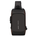 Men Multifunctional Waterproof Password Anti-theft Chest Bag(Gray Brown)