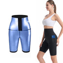 Women High Waist Breasted Hip Lifting Pants With Pocket, Color: PU Blue 5-point, Size: M