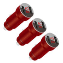 3 PCS Phone Fast Charging Convert Plug Dual USB Interface Car Charger(Digital Display Red)