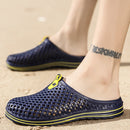 X902 Summer Beach Shoes Non-slip Flip Llops Couple Slippers Men Hole Shoes, Size: 37(Blue)