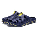 X902 Summer Beach Shoes Non-slip Flip Llops Couple Slippers Men Hole Shoes, Size: 38(Blue)