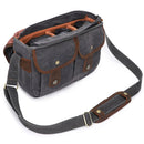 Outdoor Crossbody Photography Bag Vintage Waterproof Canvas Camera Bag(LR Dark Gray)