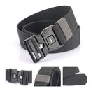 AWMN Men Outdoor Sports Alloy Snap Buckle Elastic Belt, Length: 125cm(Black)