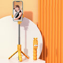 KT01 Cartoon Selfie Rod Mobile Phone Remote Three Tripod Live Photo Stent(Yellow)