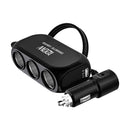 2 PCS Dual USB + Type-C / USB-C 3 Hole Cigarette Lighter Car Charger, Style: Standar Version(Black)