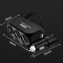 2 PCS Dual USB + Type-C / USB-C 3 Hole Cigar Socket Car Charger, Style: Fast Charge Version(Black)