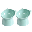 2 PCS Pet Tall Protection Cervical Slant Mouth Food Bowl Anti-overturning Plastic Cat Bowl(Blue)