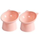 2 PCS Pet Tall Protection Cervical Slant Mouth Food Bowl Anti-overturning Plastic Cat Bowl(Pink)