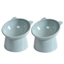 2 PCS Pet Tall Protection Cervical Slant Mouth Food Bowl Anti-overturning Plastic Cat Bowl(Gray)