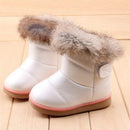Girls Plush Warm Snow Boots Flat Shoes, Size:21(White)