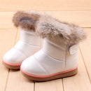 Girls Plush Warm Snow Boots Flat Shoes, Size:21(White)