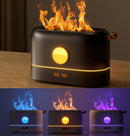 JF801 Desktop Simulation Flame Aroma Diffuser Humidifier, Color: 3 Color Light-Black
