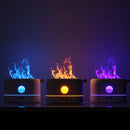 JF801 Desktop Simulation Flame Aroma Diffuser Humidifier, Color: 3 Color Light-Black