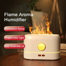 JF801 Desktop Simulation Flame Aroma Diffuser Humidifier, Color: 3 Color Light-Black