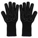 1 Pair High Temperature Resistant Silicone BBQ Gloves Anti-scalding Gloves(Big Flame Black)