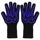 1 Pair High Temperature Resistant Silicone BBQ Gloves Anti-scalding Gloves(Big Flame Blue)
