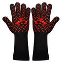 1 Pair High Temperature Resistant Silicone BBQ Gloves Anti-scalding Gloves(Flame Dots Red)
