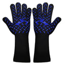 1 Pair High Temperature Resistant Silicone BBQ Gloves Anti-scalding Gloves(Flame Dots Blue)