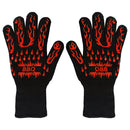 1 Pair High Temperature Resistant Silicone BBQ Gloves Anti-scalding Gloves(BBQ Flame Red)