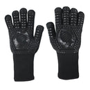 1 Pair High Temperature Resistant Silicone BBQ Gloves Anti-scalding Gloves(Fish Bone Black)