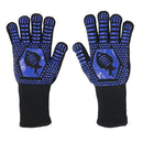 1 Pair High Temperature Resistant Silicone BBQ Gloves Anti-scalding Gloves(Fish Bone Blue)