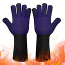 1 Pair High Temperature Resistant Silicone BBQ Gloves Anti-scalding Gloves(Full Dots Blue)