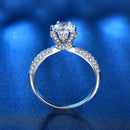 XJZ012 925 Sterling Silver Moissanite Ring Crown Ring Engagement Jewelry, Size: 8(White Gold)