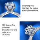 XJZ012 925 Sterling Silver Moissanite Ring Crown Ring Engagement Jewelry, Size: 8(White Gold)