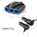 2 PCS 120W Multifunctional USB 3 In 1 Car Cigarette Lighter Car Charger, Style: 3 Ports(Blue Black)