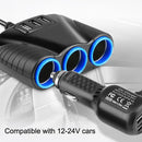 2 PCS 120W Multifunctional USB 3 In 1 Car Cigarette Lighter Car Charger, Style: 3 Ports(Blue Black)