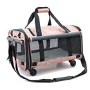 LDLC QS-019 Hauling Universal Wheel Large-capacity Pet Carrier Bag, Size: M(Light Pink)