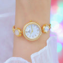 BS Bee Sister FA1649 Retro Malachite Small Green Watch Temperament Ladies Watch(Golden White)