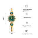 BS Bee Sister FA1649 Retro Malachite Small Green Watch Temperament Ladies Watch(Silver White)
