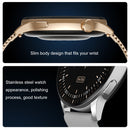 HD1 1.3 Inch AMOLED Screen Smart Watch with NFC Function(Gold Steel+Silicone Strap)