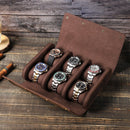 CONTACTS FAMILY Vintage Crazy Horse Leather Outdoor Travel Watch Case(Brown)