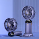 USB Handheld Digital Display Folding Aromatherapy Fan, Battery Capacity: 3000mAh(N15 Deep Sea Blue)