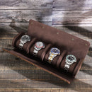 CONTACTS FAMILY Vintage Crazy Horse Leather Multi-Pack Portable Watch Box(Brown)
