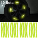 10 Sets Car Wheel Reflective Stickers 3D Personal Decoration Tire Warning Stickers(Fluorescence )