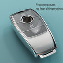 Transparent TPU Car Key Cover For Mercedes-Benz E200 E300L C260L(A Red Silver)