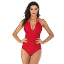 DS40 Ladies Slim and Conservative Halter Neck Swimsuit, Size: L(Big Red)