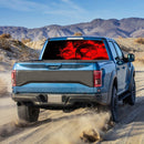 D-954 Flame Skeleton Rear Window Pattern Sticker Truck SUV Behind Wind Glass Stickers(Red)
