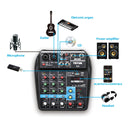 TEYUN A4 4-way Small Microphone Digital Mixer Live Recording Effector(US Plug)