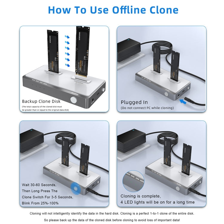 Usb 3.2 Gen2 Dual M.2 Solid State Drive Box Nvme Docking Station , UK Plug