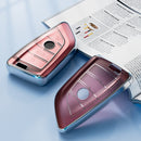 Transparent TPU Car Key Case For BMW Blade Style(Transparent Red)