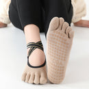 Non-slip Backless Cross Strap Five-finger Yoga Socks(Full Fingers Skin Color)